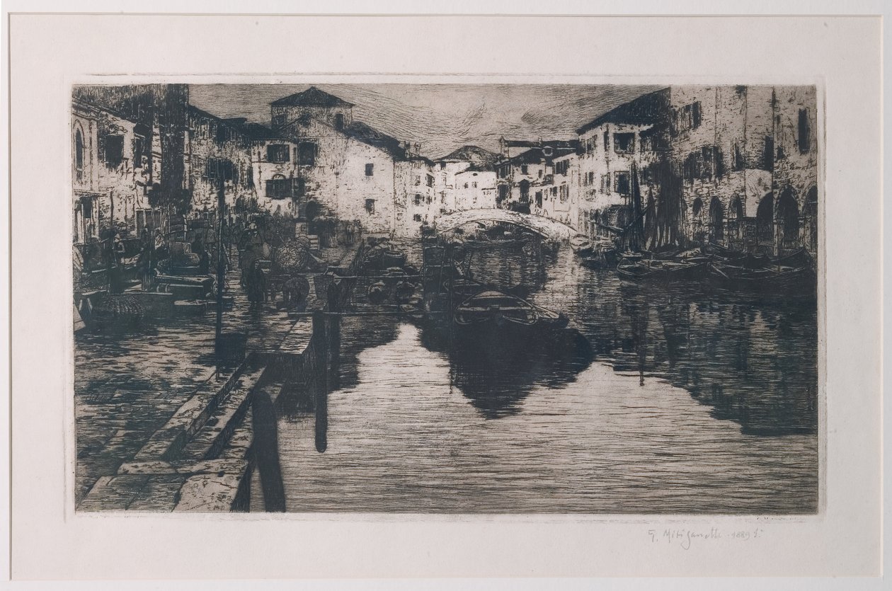 The Fish Market Canal in Chioggia by Giuseppe Miti Zanetti