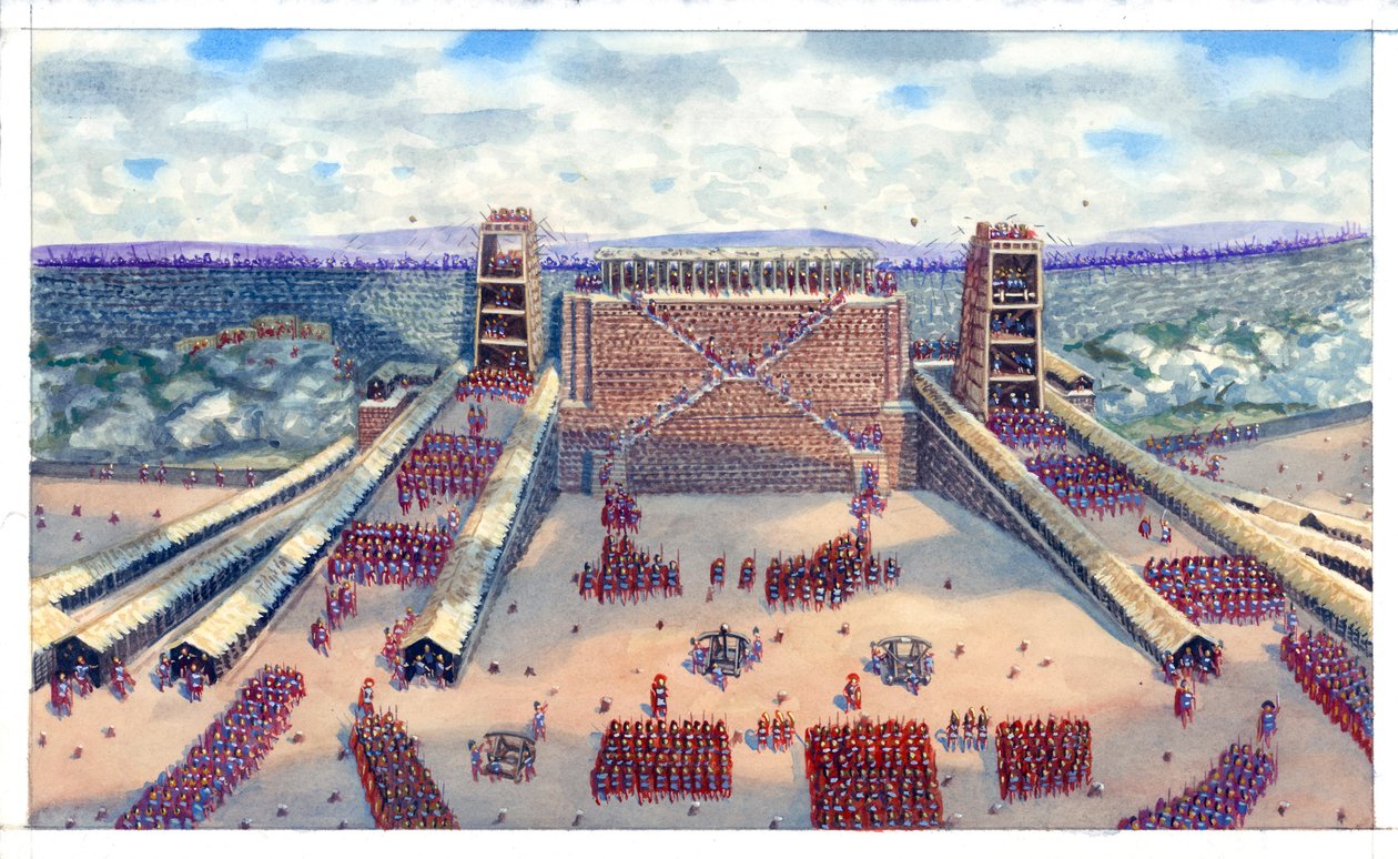 Battle of Avaricum by the Roman legions during the Gallic Wars by Giuseppe Rava