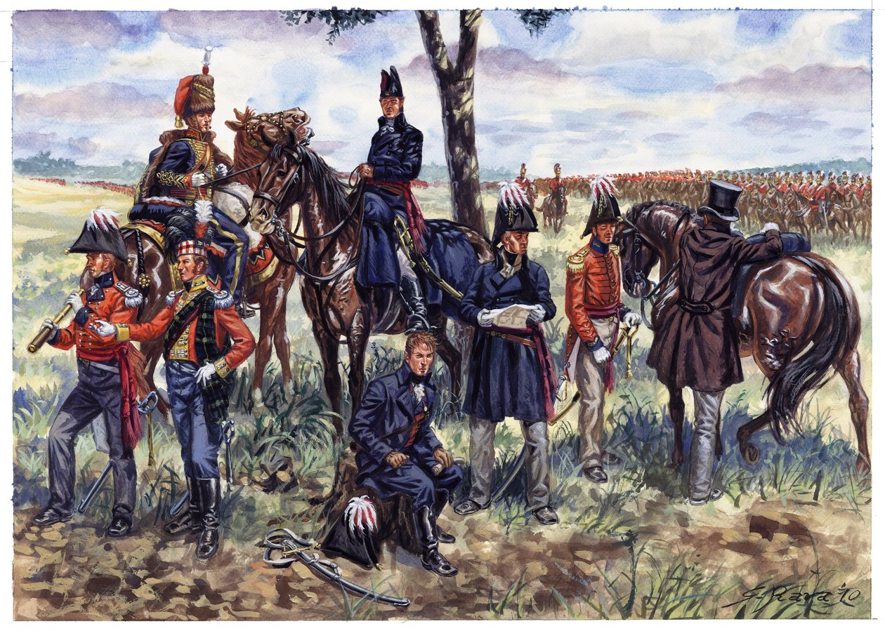 First Empire: Duke of Wellington Staff at the Battle of Waterloo on 18th June 1815 by Giuseppe Rava