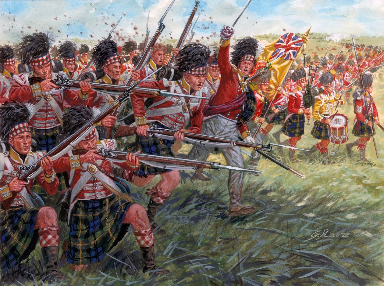 First Empire: The Charge of the Scottish Infantry at the Battle of Waterloo by Giuseppe Rava