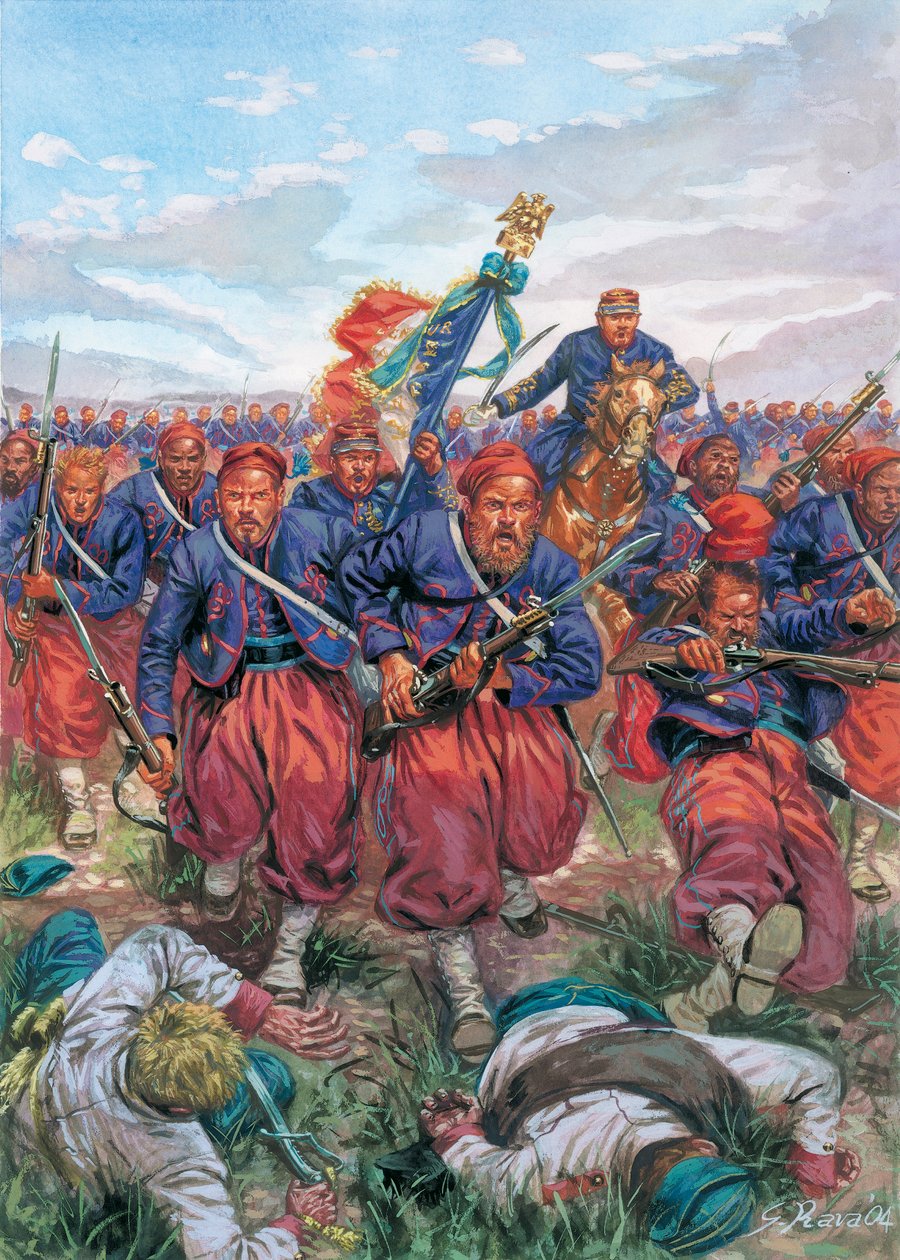 Italian Campaign of 1859: the charge of the Zouaves of the French Army of Napoleon III during the Battle of Solferino on 24 June 1859 by Giuseppe Rava