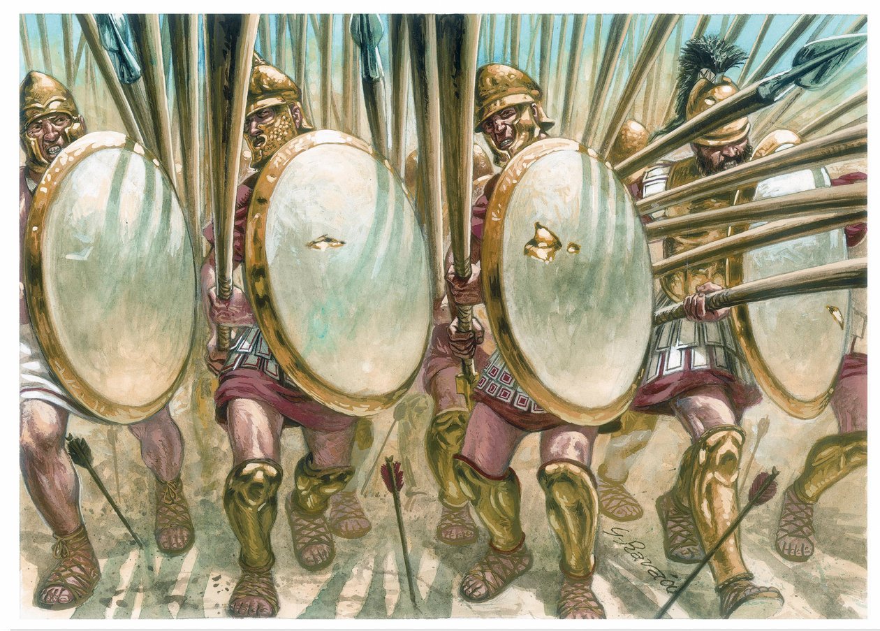 The Charge of Macedonian Phalangists (Illustration) by Giuseppe Rava