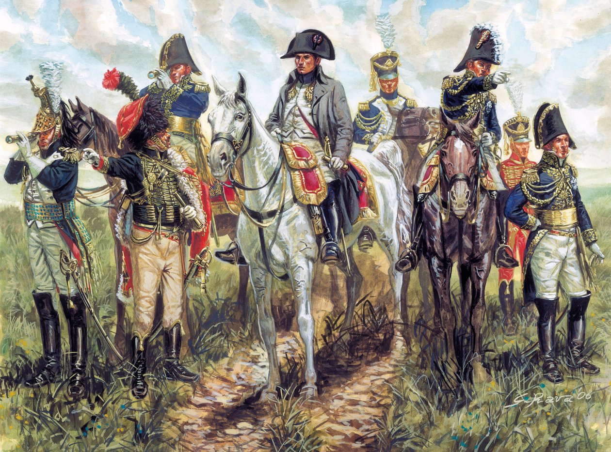 Portrait of Napoleon I and His Staff (Illustration by Giuseppe Rava) by Giuseppe Rava