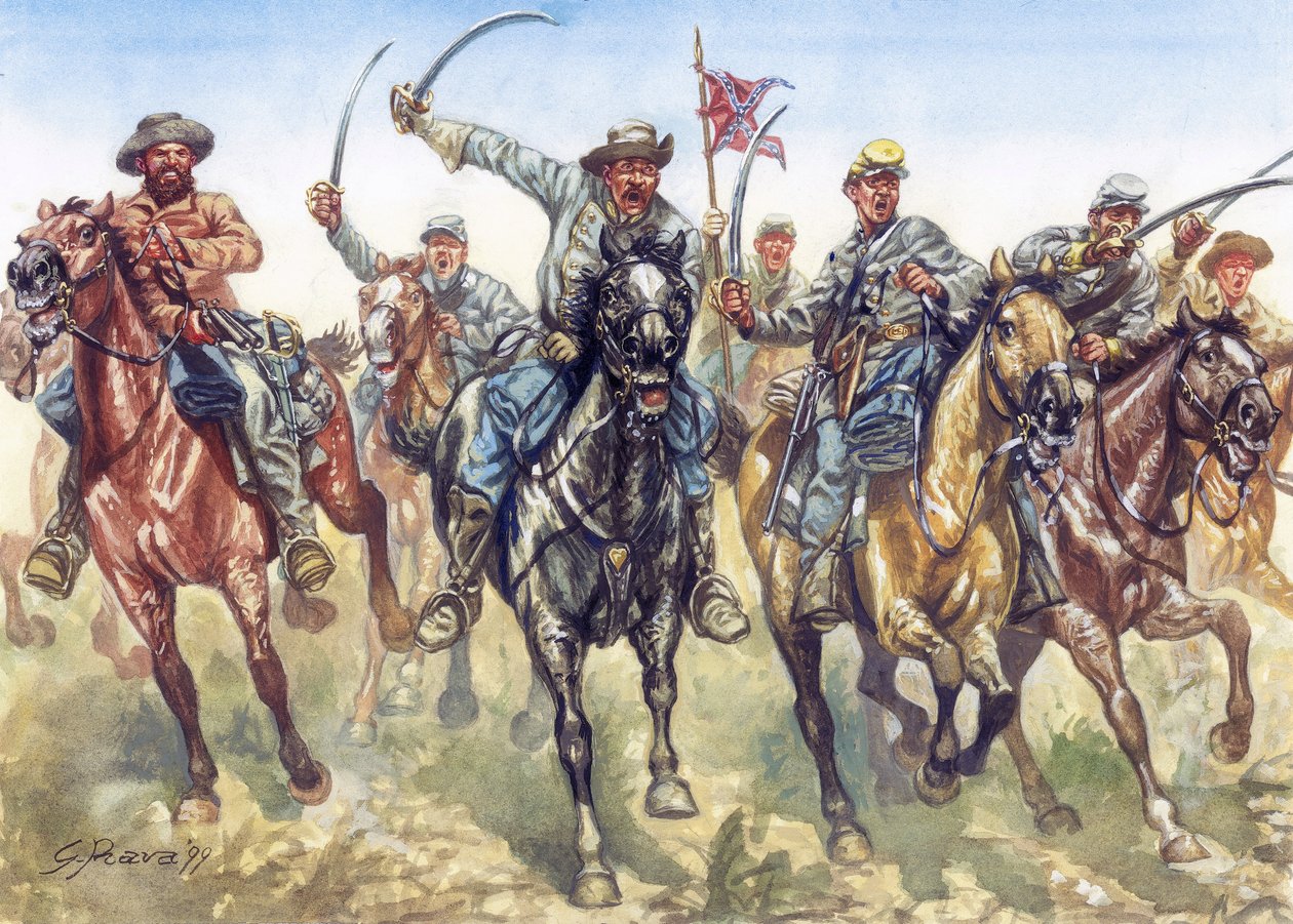 American Civil War: The Confederate Cavalry Charging by Giuseppe Rava