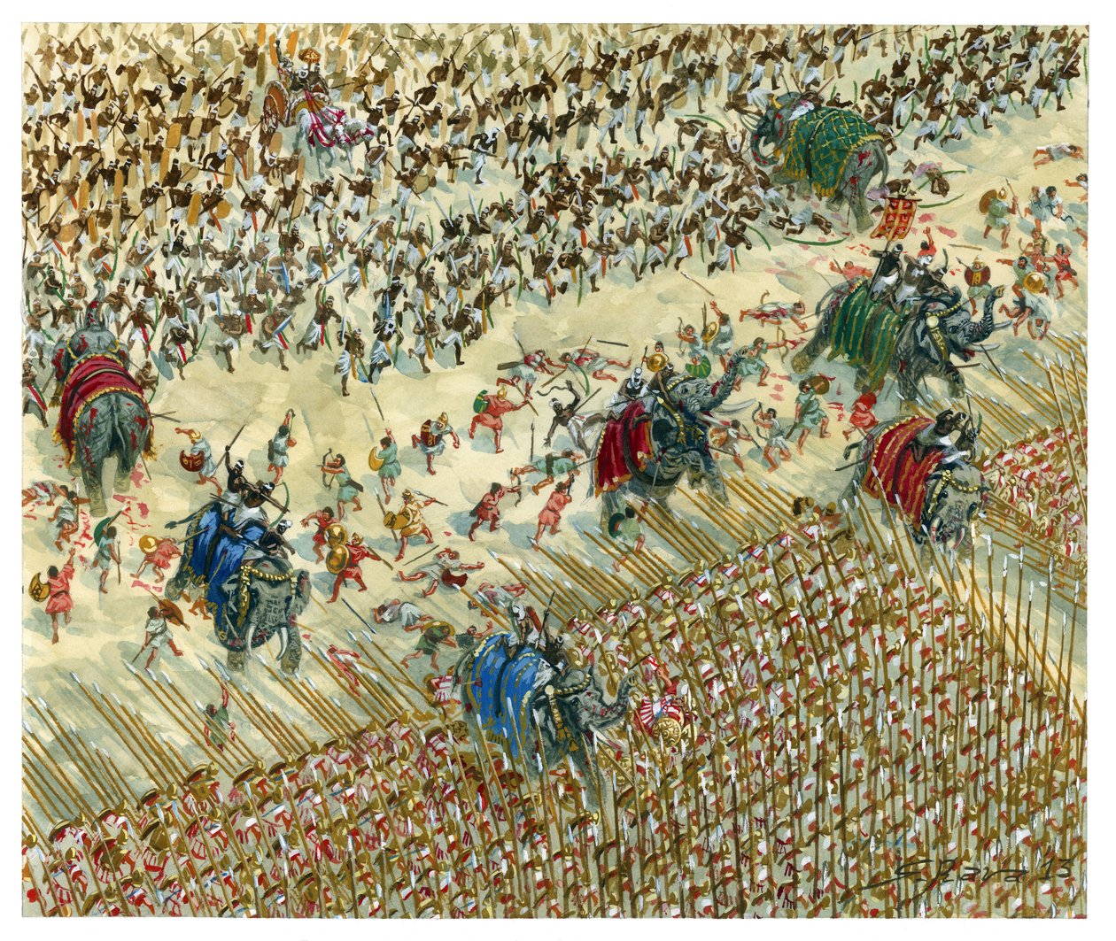 The Battle of Hydaspes: Alexander and Porus Fighting in 327 BC by Giuseppe Rava