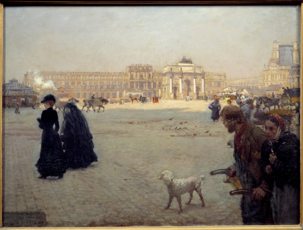 The Place du Carrousel Ruins of the Tuileries in 1882. Painting by Guiseppe Nittis (1846-1884) by Giuseppe or Joseph de Nittis