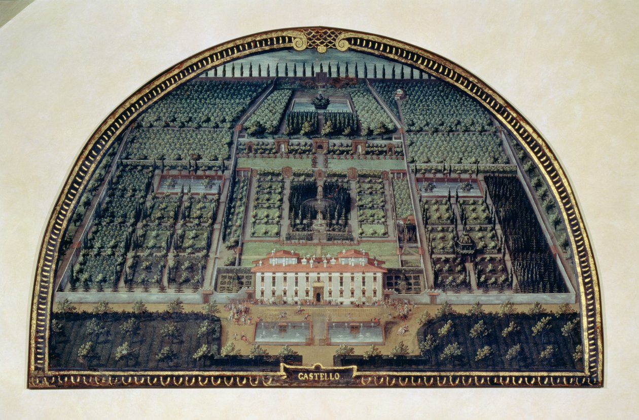 Villa di Castello from a Series of Lunettes Depicting Views of the Medici Villas, 1599 by Giusto Utens