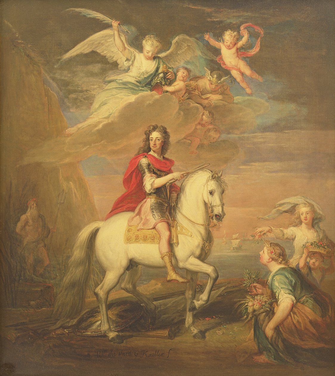 William III on a Grey Charger Observed by Neptune, Ceres and Flora. Mercury in the Sky and Astrea by Godfrey Kneller