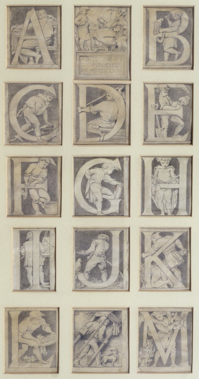 A-M, design for thirteen letters for the Alphabet for the South Kensington Museum, 1864 by Godfrey Sykes