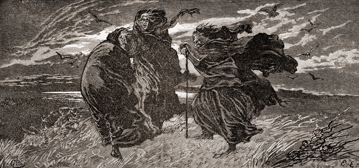 A scene from William Shakespeare's play Macbeth, Act I, Scene I, First ...