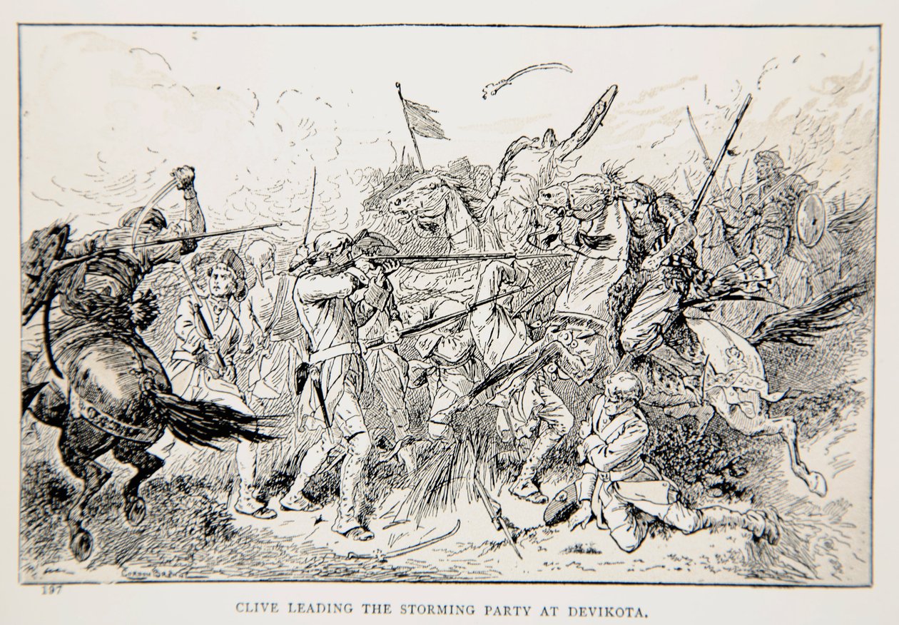 Clive leading the storming party at Devikota, an illustration from 