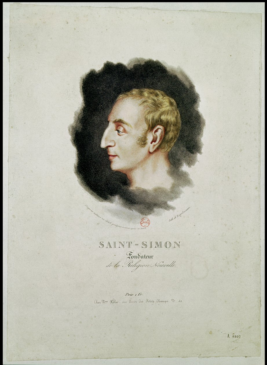 Portrait of Claude Henri de Rouvroy, Count Saint-Simon (1760-1825) made shortly after his death, 1825 by Gottfried or Godefroy Engelmann