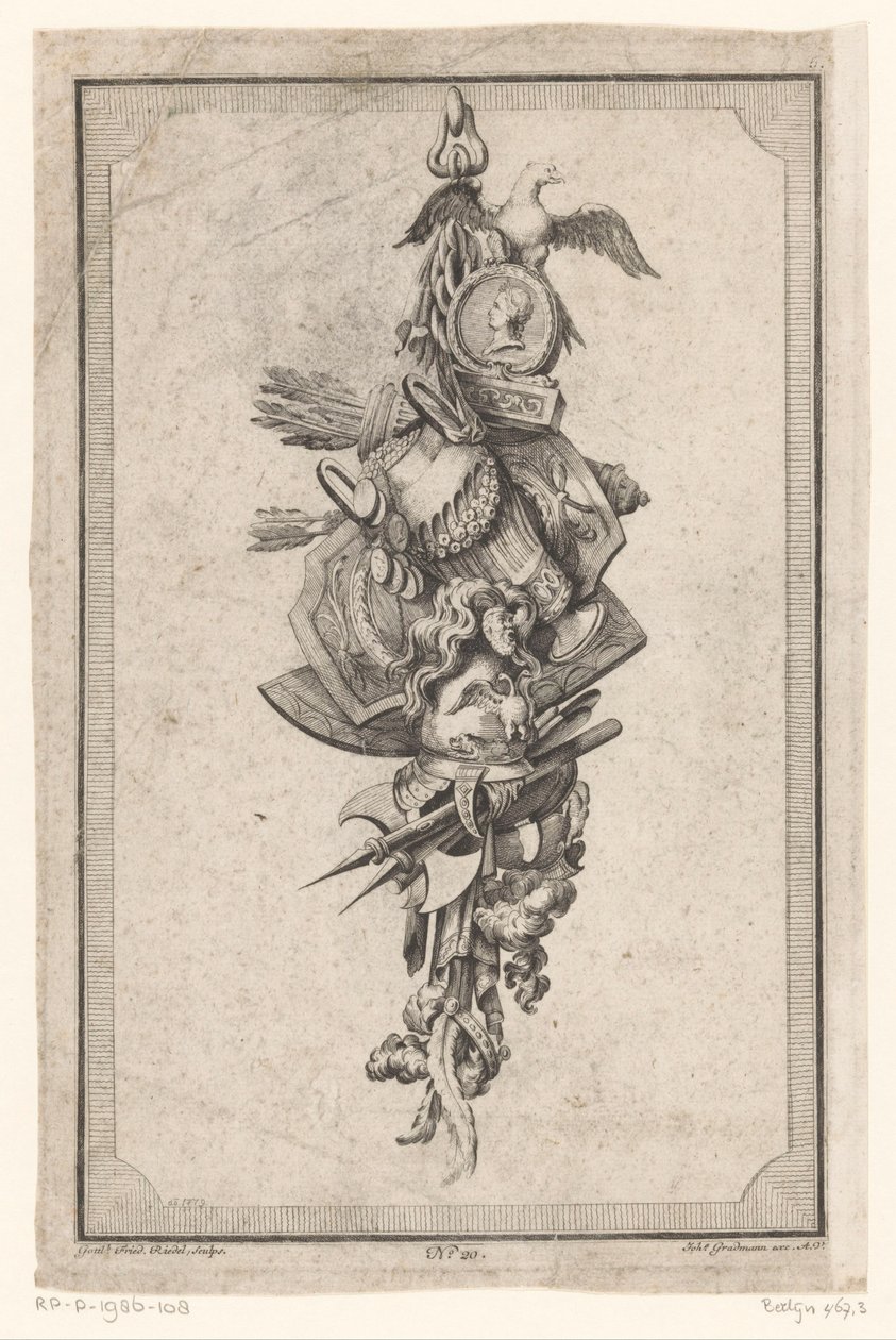 Trophy with Eagle, Vase, and Helmet by Gottlieb Friedrich Riedel