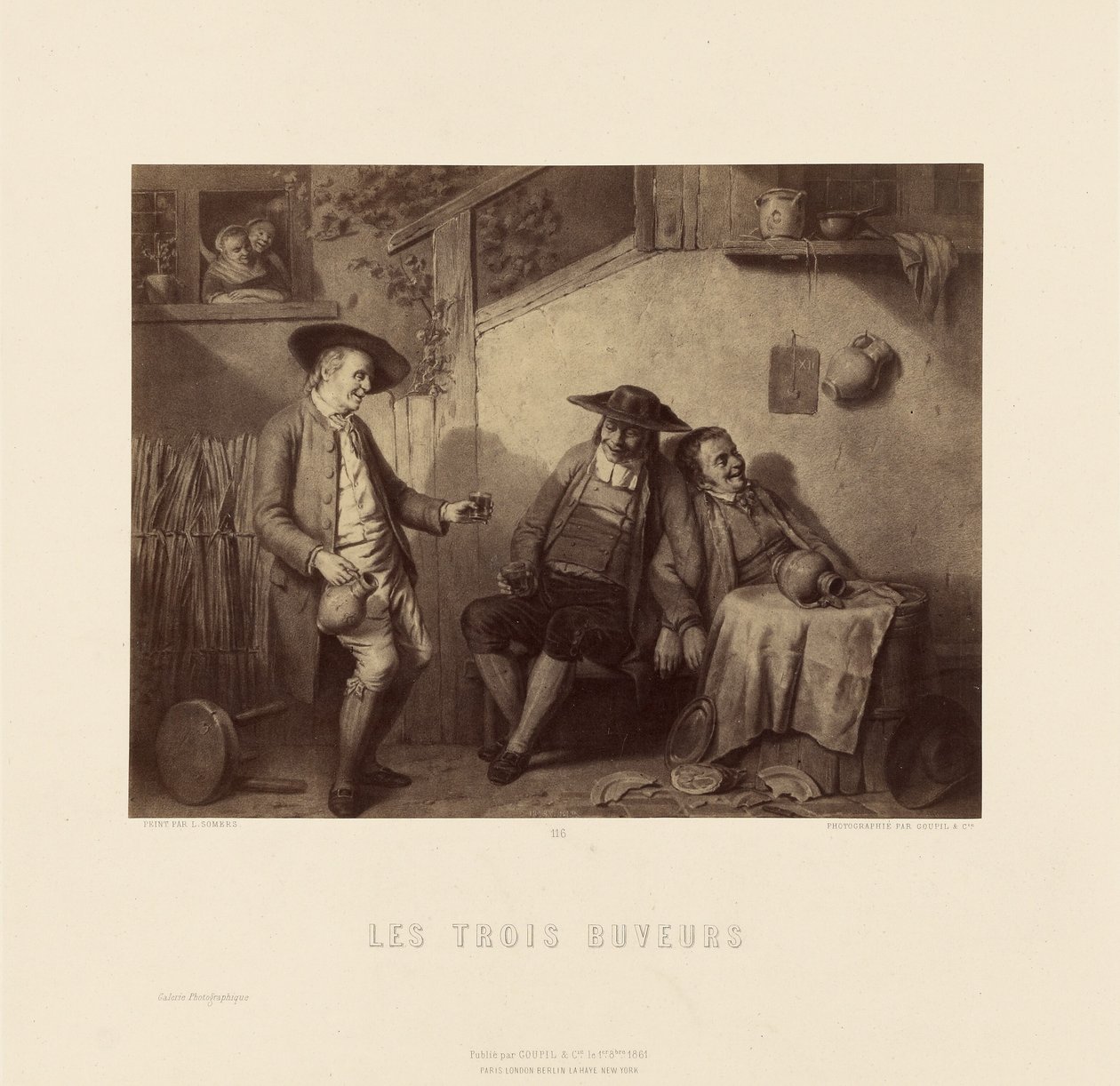 Les Trois Buveurs by L. Somers by Goupil and Cie.