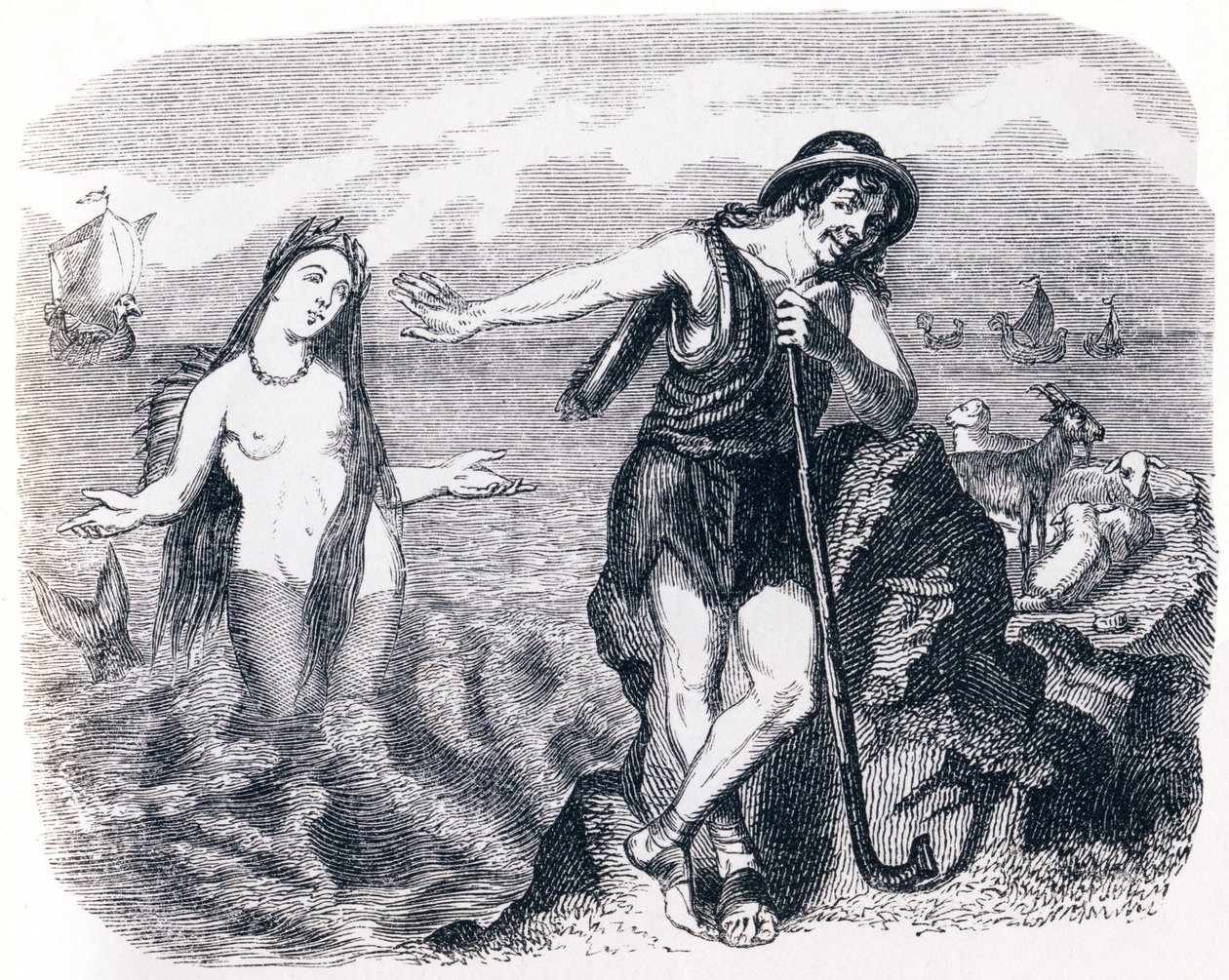 The Shepherd and the Sea - Fables by La Fontaine by Grandville