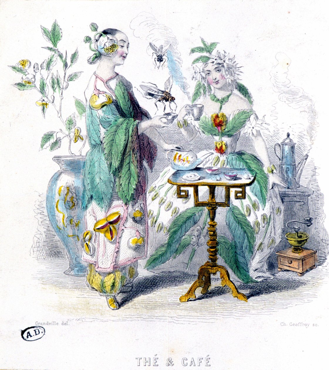 Tea and coffee - allegory by Grandville by Grandville