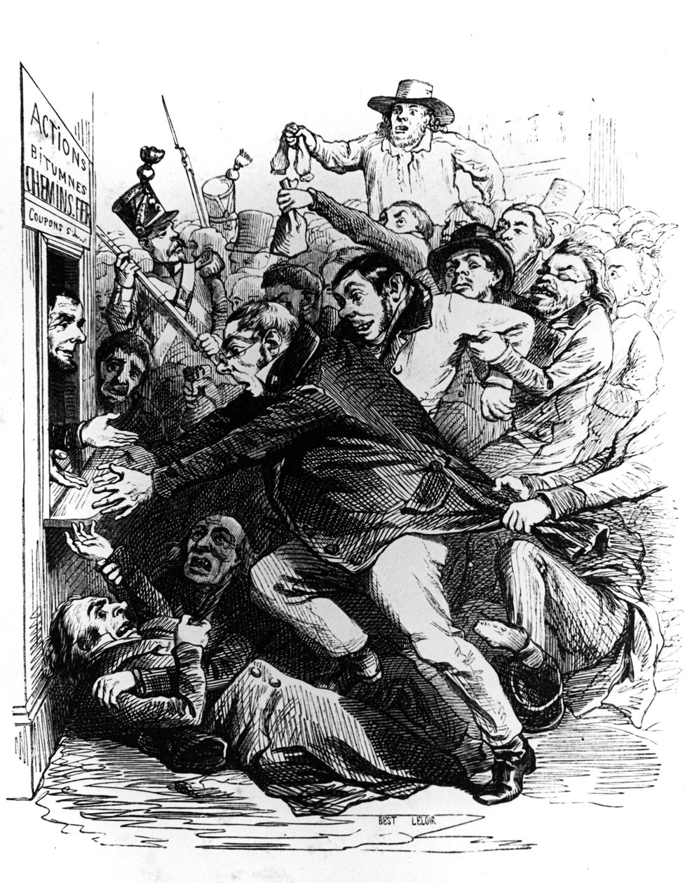 The shareholders (engraving after drawing by Jean Ignace Isidore) by Grandville (1803-47)