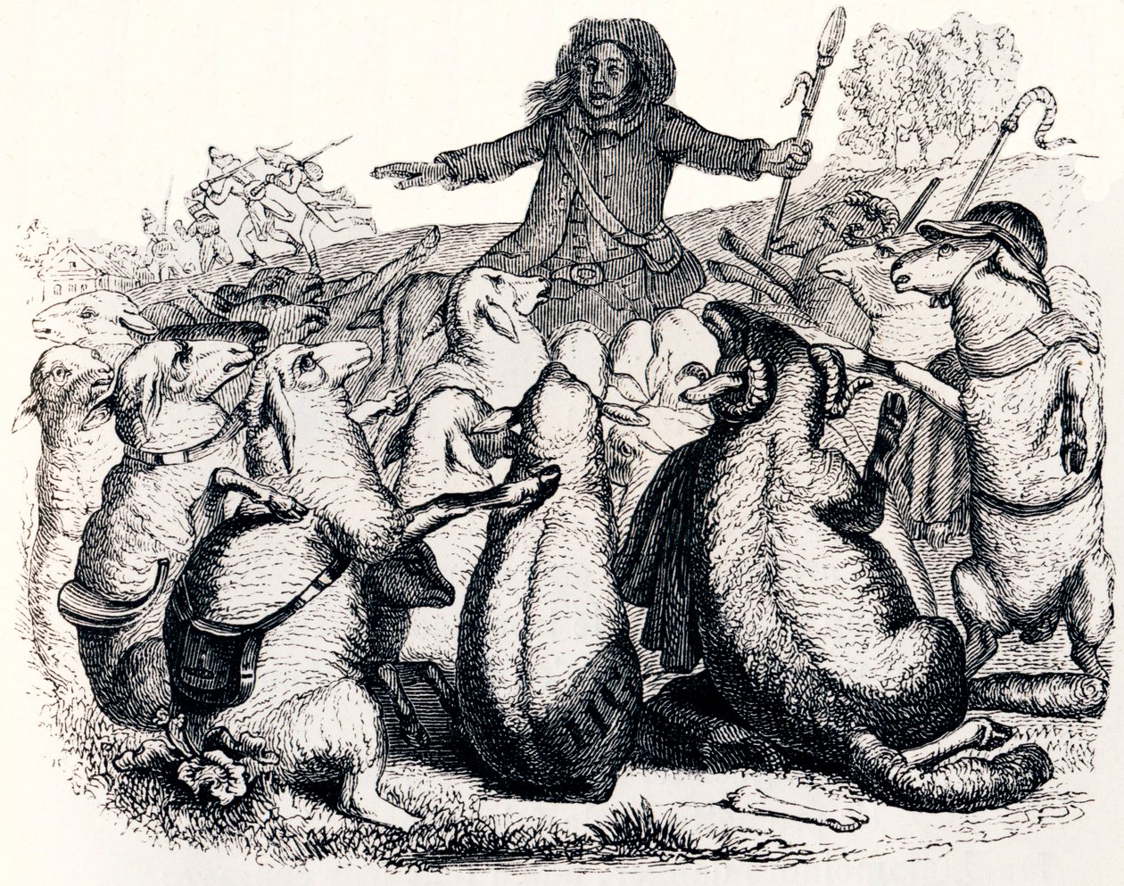 The Shepherd and His Herd - Fables by La Fontaine by Grandville