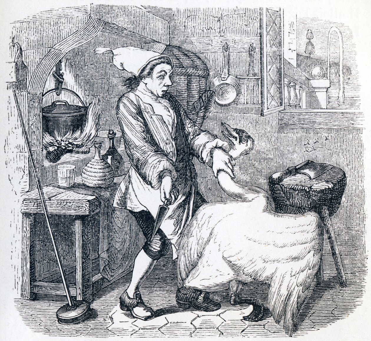 The Swan and the Cook - Fables by La Fontaine by Grandville