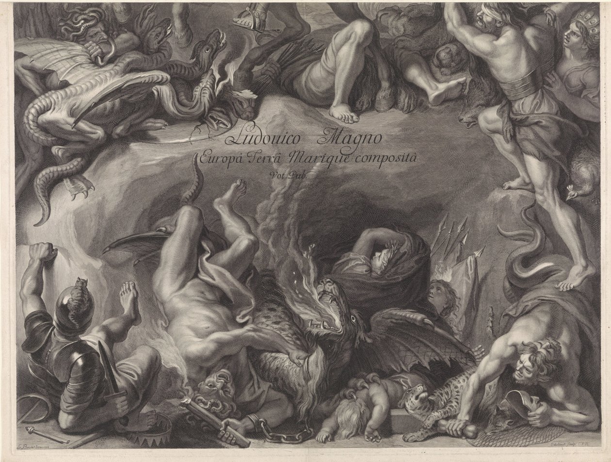 Allegorical Equestrian Portrait of Louis XIV, King of France by Gérard Edelinck