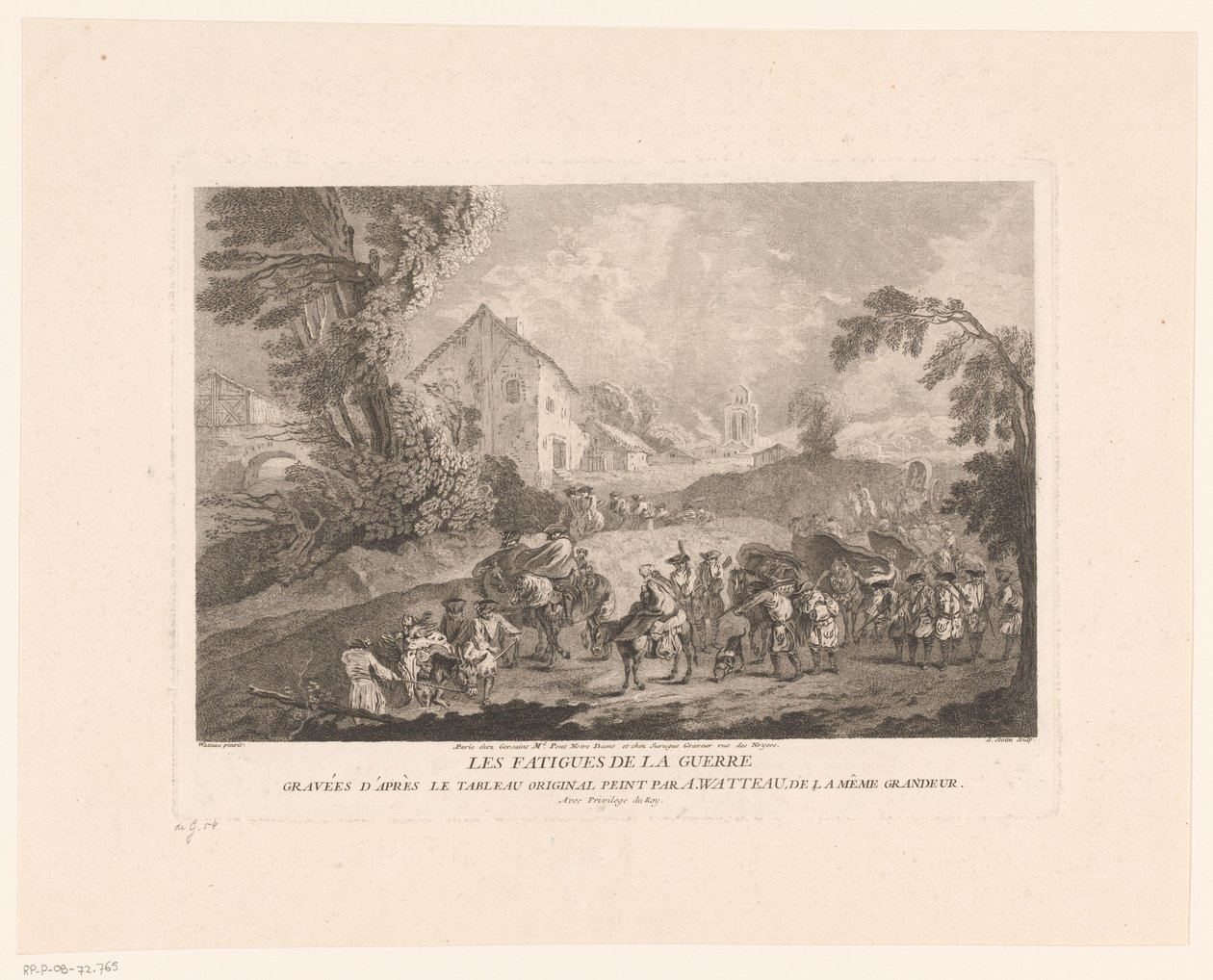 Landscape with Passing Group of Soldiers (Les Fatigues de la Guerre) by Gérard Jean Baptiste Scotin (II)