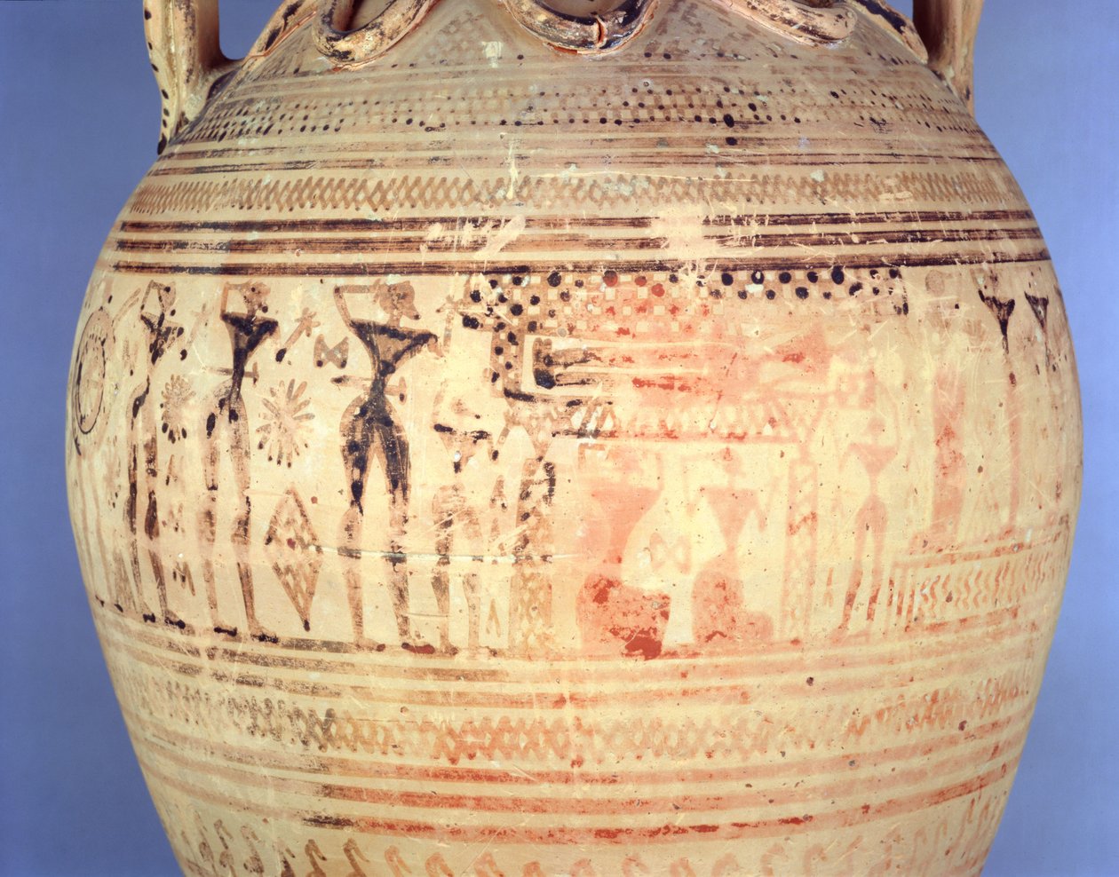 Attic Late Geometric IIb Amphora, (detail), c.720-700 BC by Greek