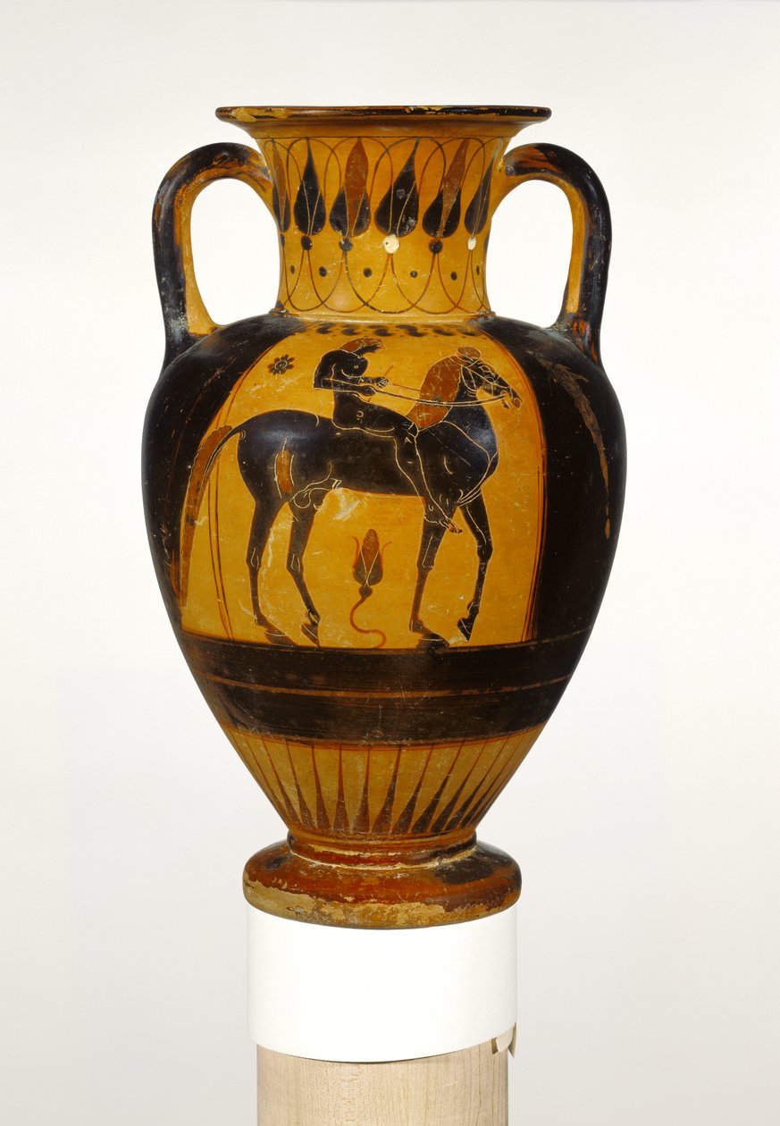 Chalcidian Neck Amphora with Naked Rider c.520-510 BC by Greek