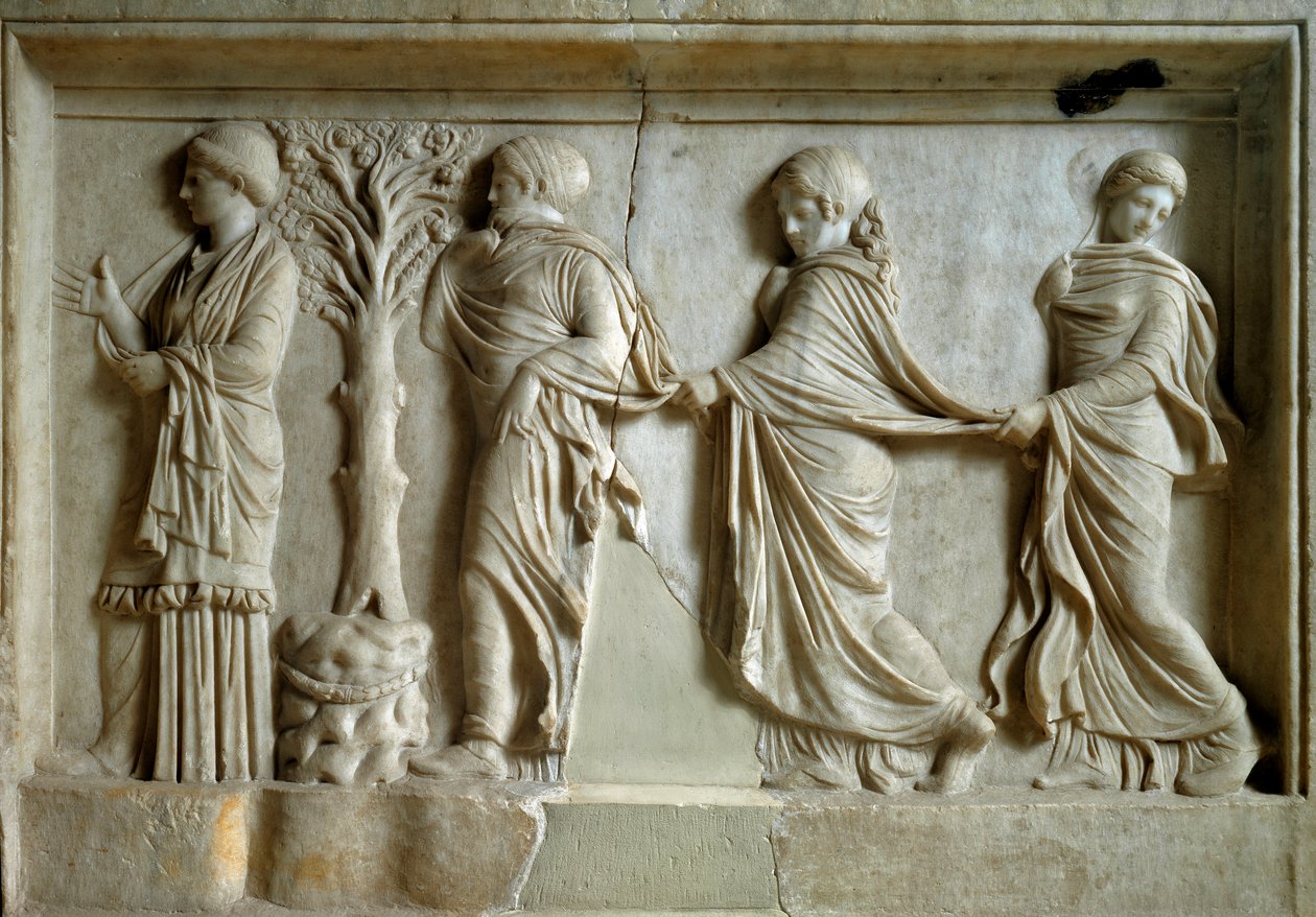 Greek Art: Low Relief Representing Three Nymphs Following a Young Woman by Greek
