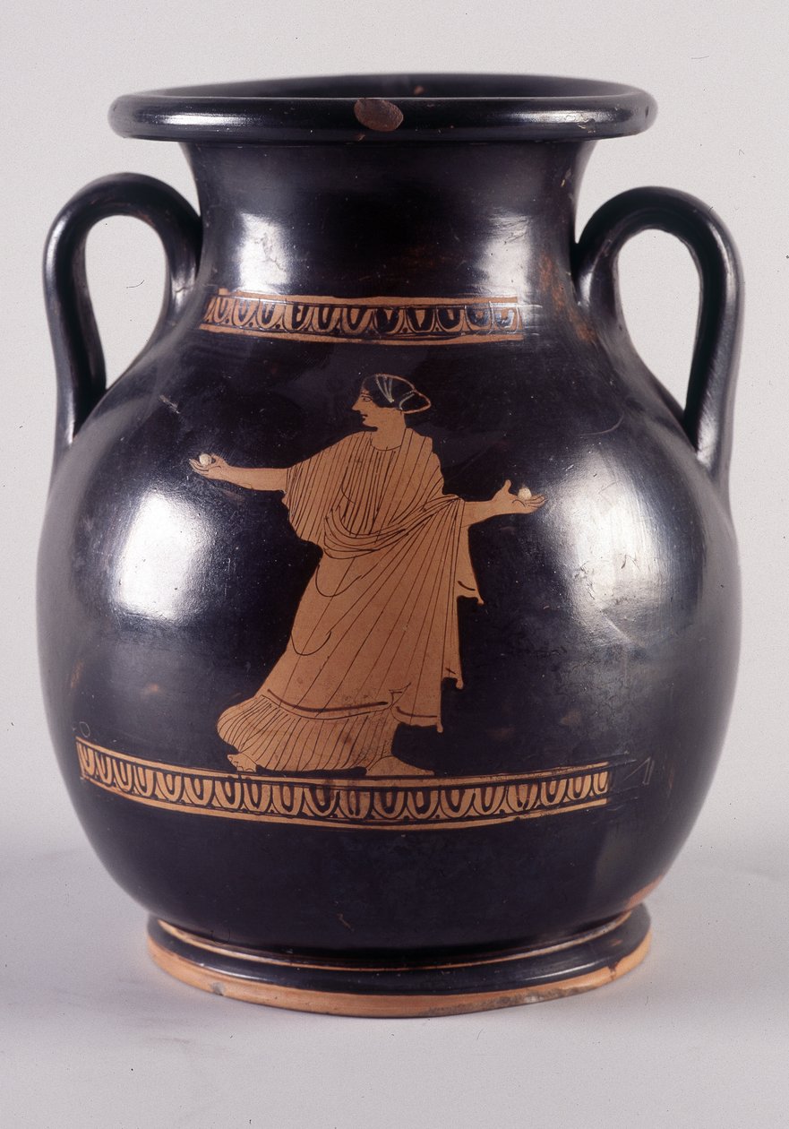 Painting on vase: Representation of Orithye, playing ball, she is the daughter of the king of Athens. It is pursued by Boreas represented on the other side of the vase, 440 BC. BNF, Medal Office by Greek