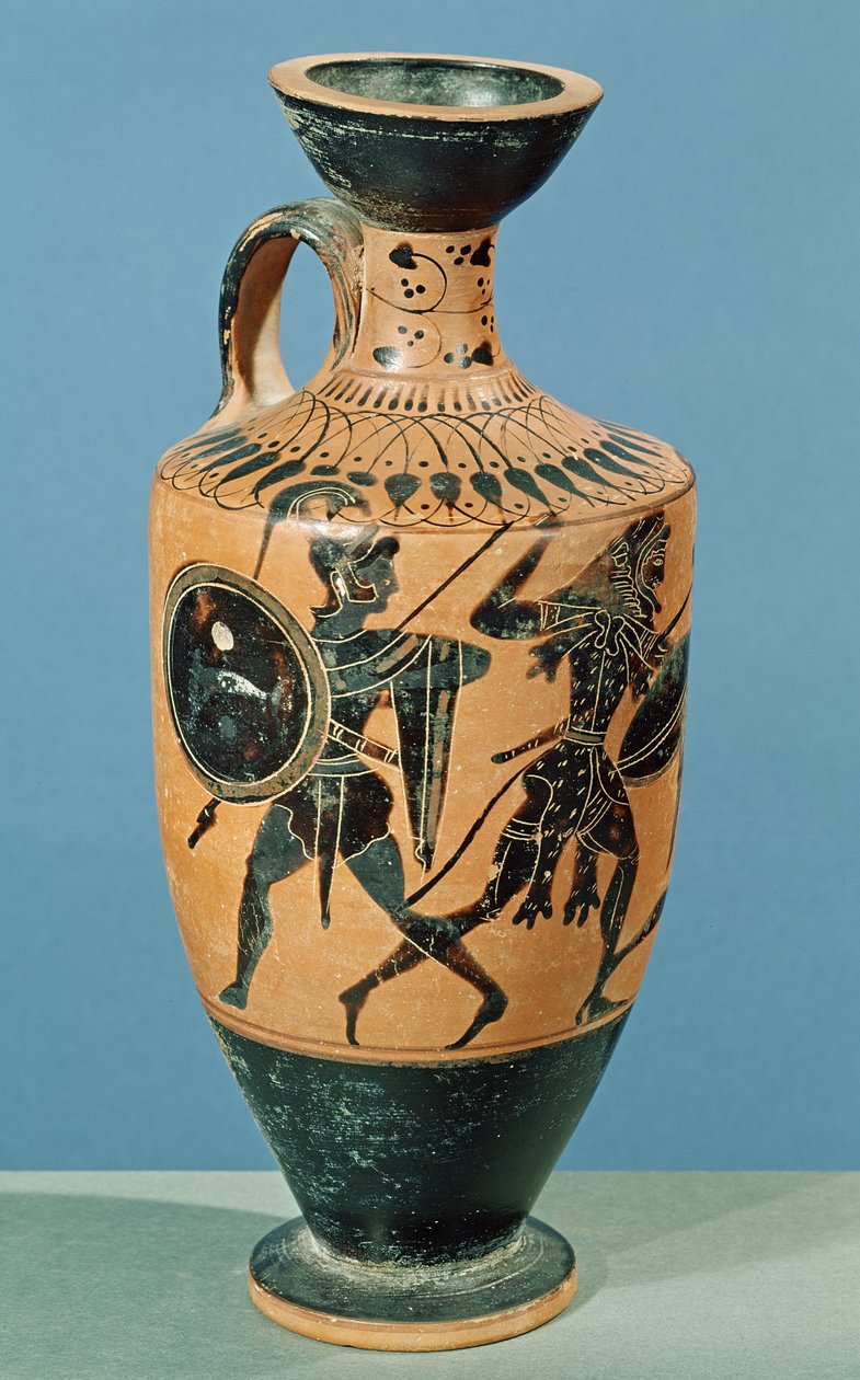 Attic Style Lekythos, depicting Hercules and the Amazons by Greek School