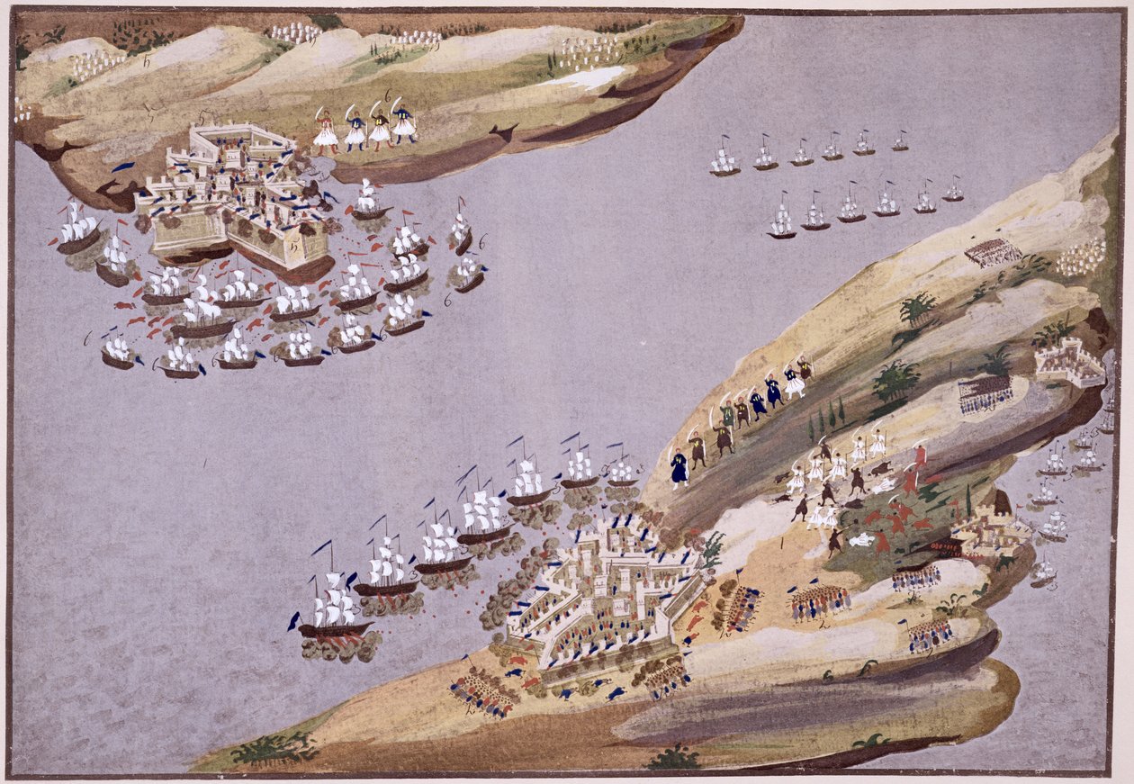 Battles for the Islands of Crete and Samos (plate 23) from Pictorial History of the Greek War of Independence by General Makryjannis by Greek School