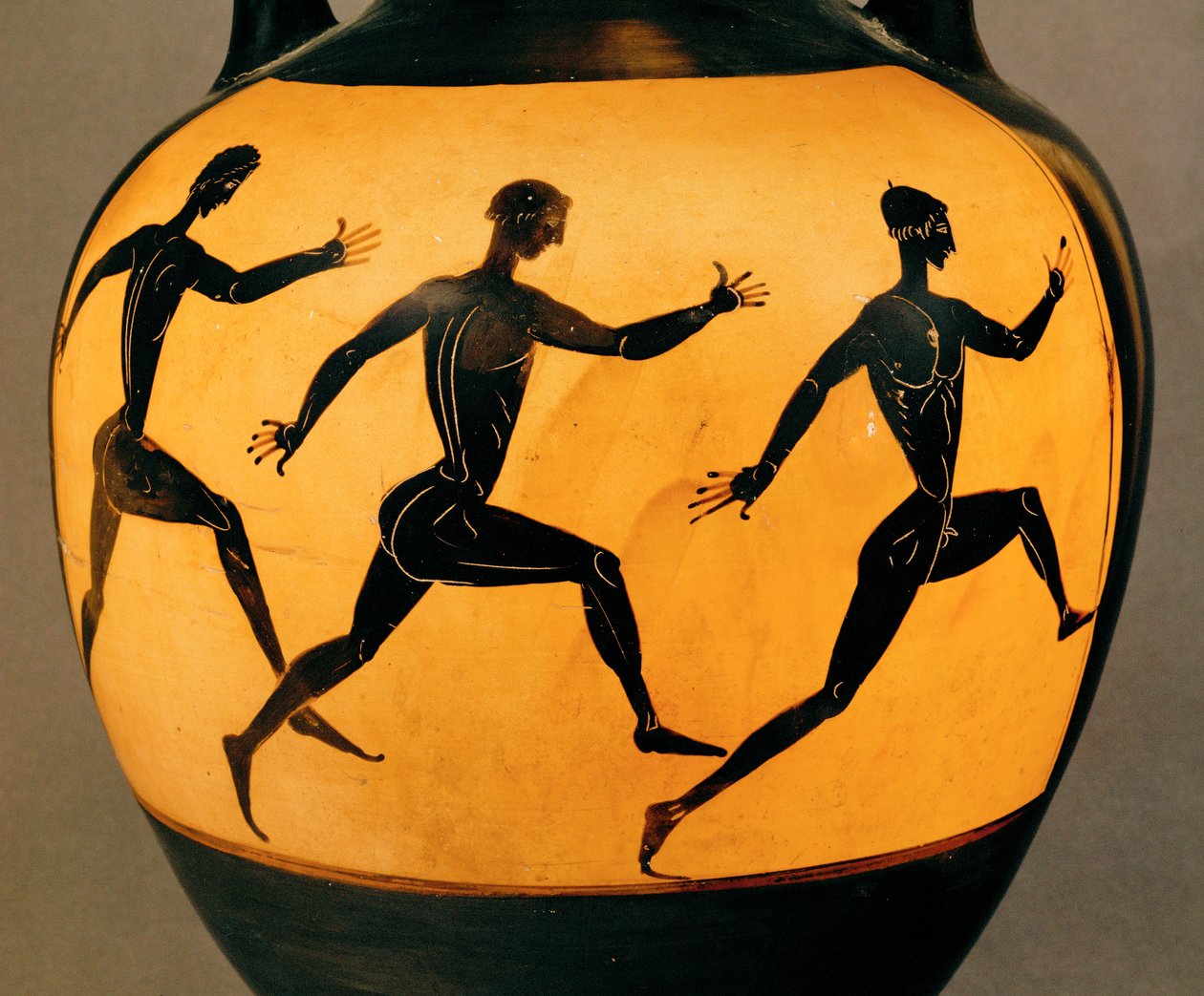 Three participants in a footrace at the Panathenaic Games, 6th century BC by Greek School