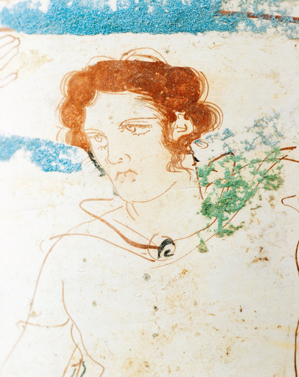 Attic Lekythos Depicting Funerary Scene with Warrior Before Tomb (detail)