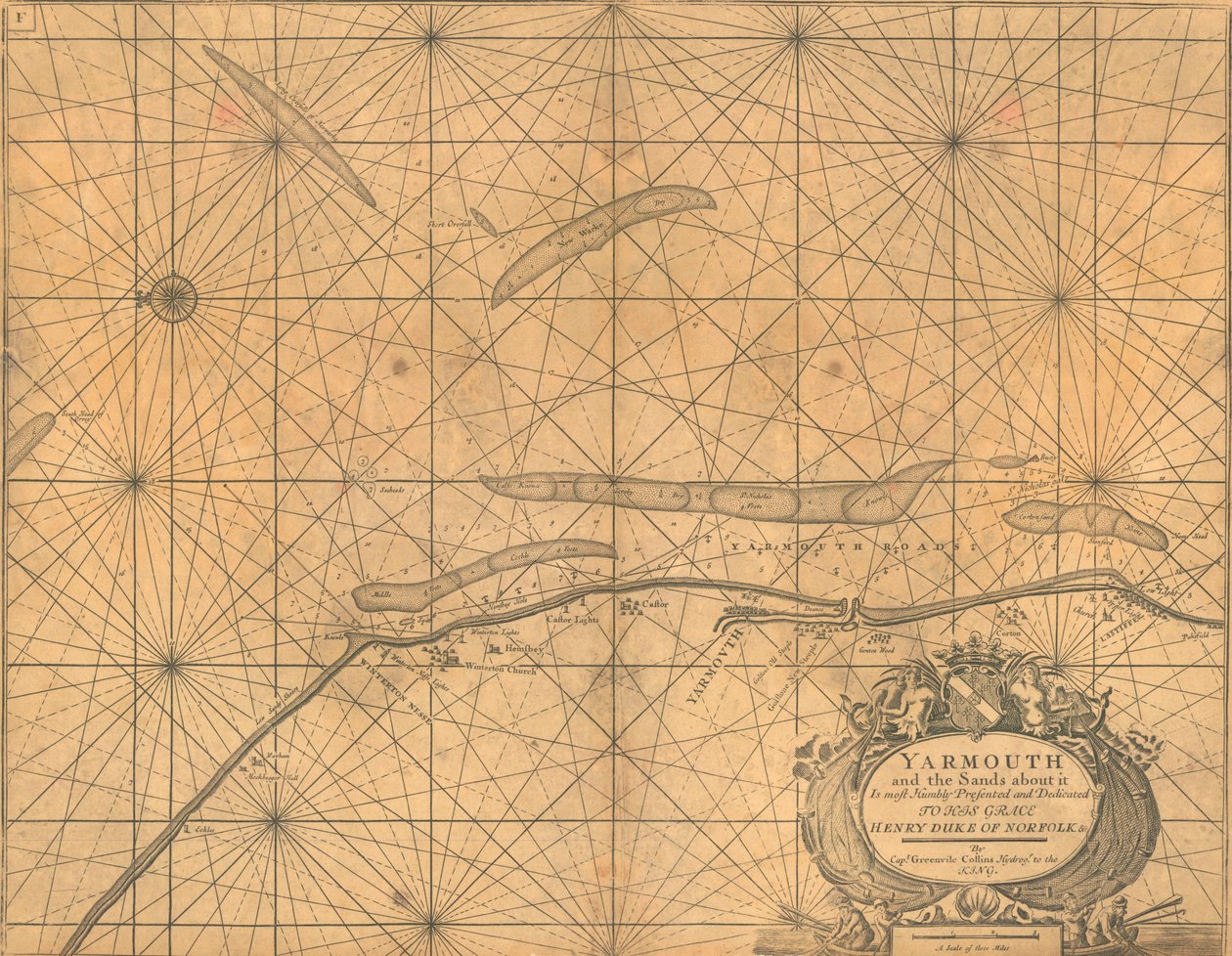 Chart of Yarmouth and the Sands About It, c.1700 by Greenvile Collins