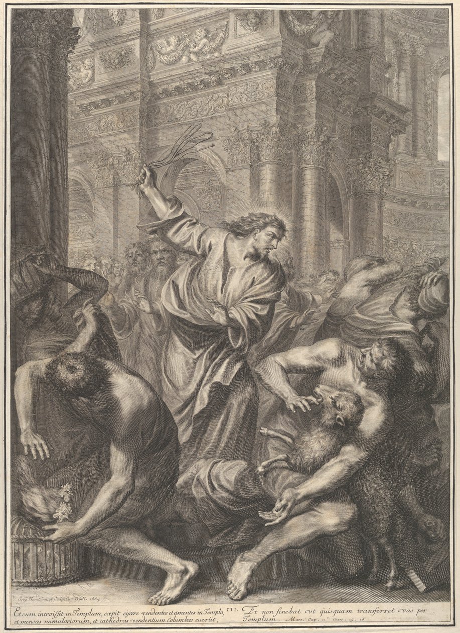Christ Driving the Merchants from the Temple, from The Passion of Christ, Plate 3 by Gregoire Huret