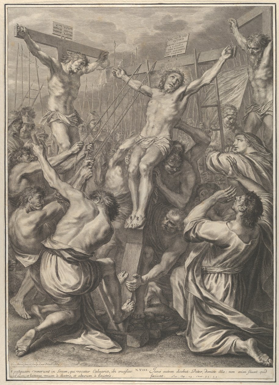 Christ Raised on the Cross, from The Passion of Christ, plate 19 by Gregoire Huret