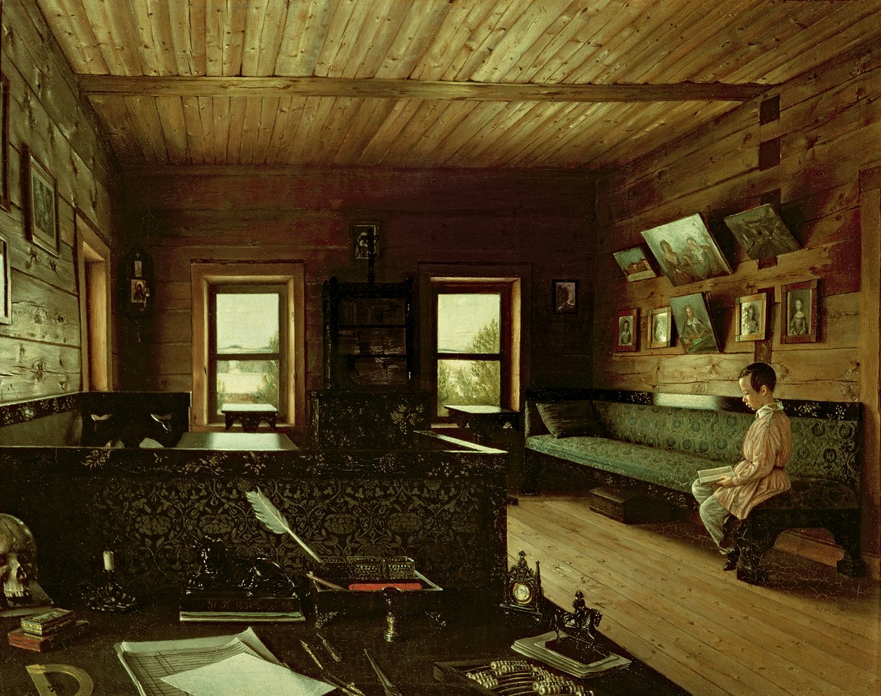 The Study in the House of Nikolai Milyukov at Ostrovky, 1844 by Grigori Vasilievich Soroka