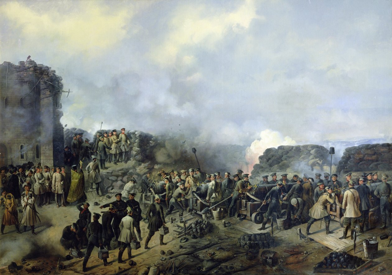 The French-Russian Battle at Malakhov Kurgan in 1855 by Grigory Shukayev
