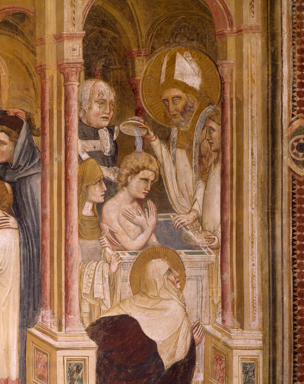 Baptism of St Augustine, by Guariento by Guariento di Arpo
