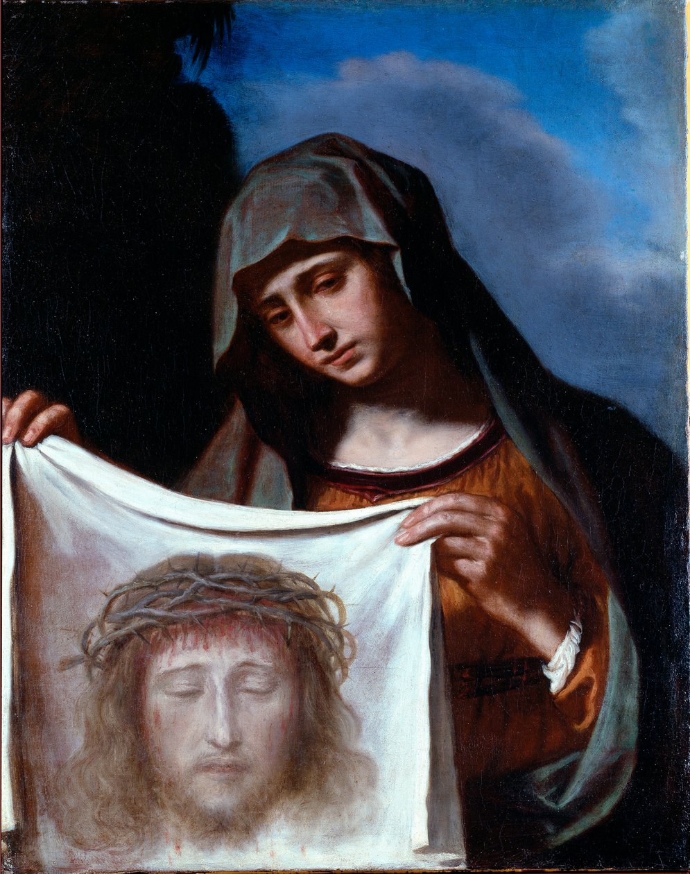 Saint Veronica. The Holy Veil represents the face of Christ whose sweat ...