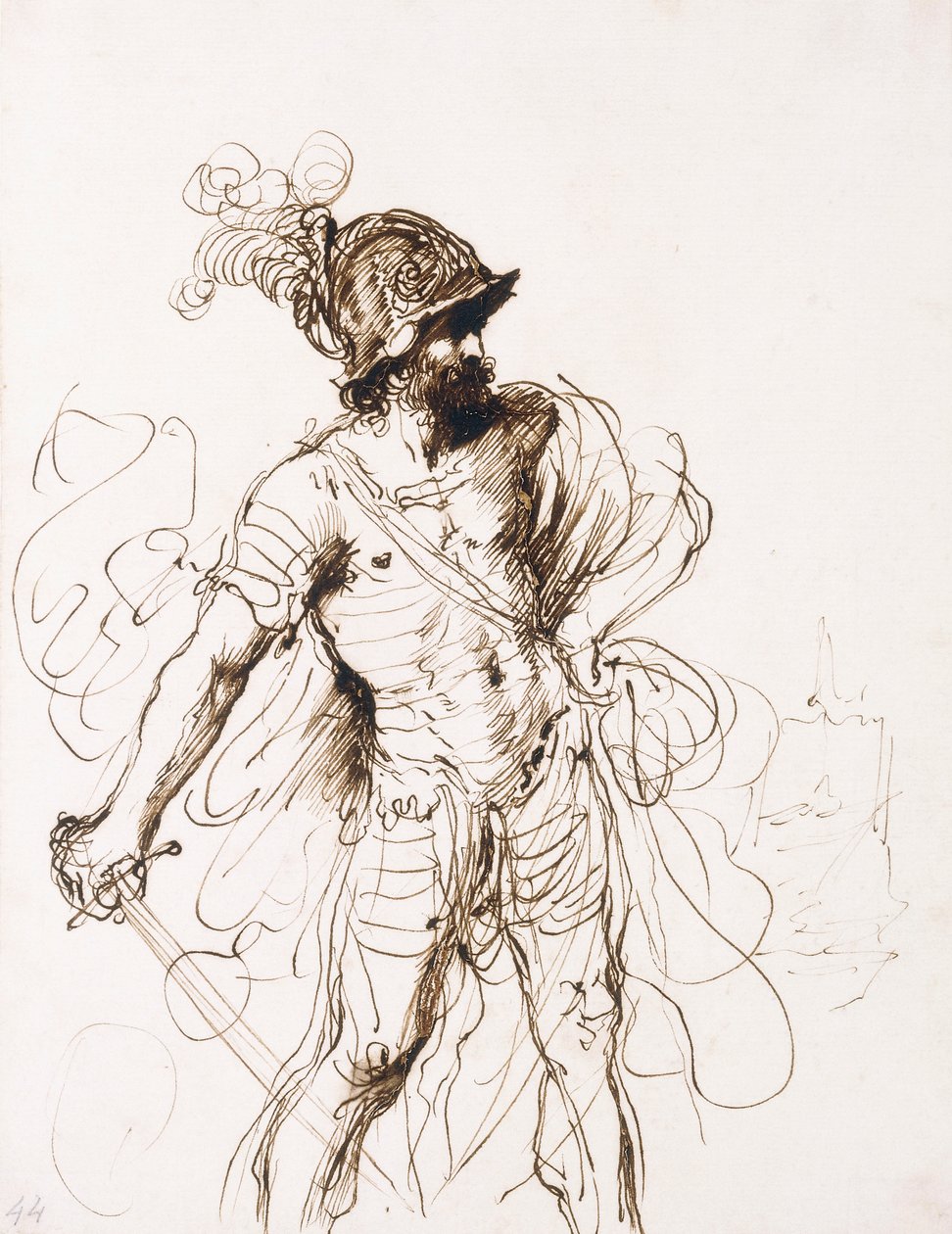 Mars, his Sword Drawn, turned to the Right by Guercino