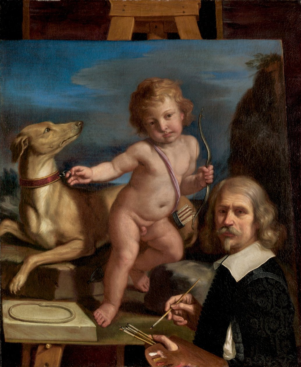 Self-Portrait before a Painting of Amor Fedele, 1655 by Guercino