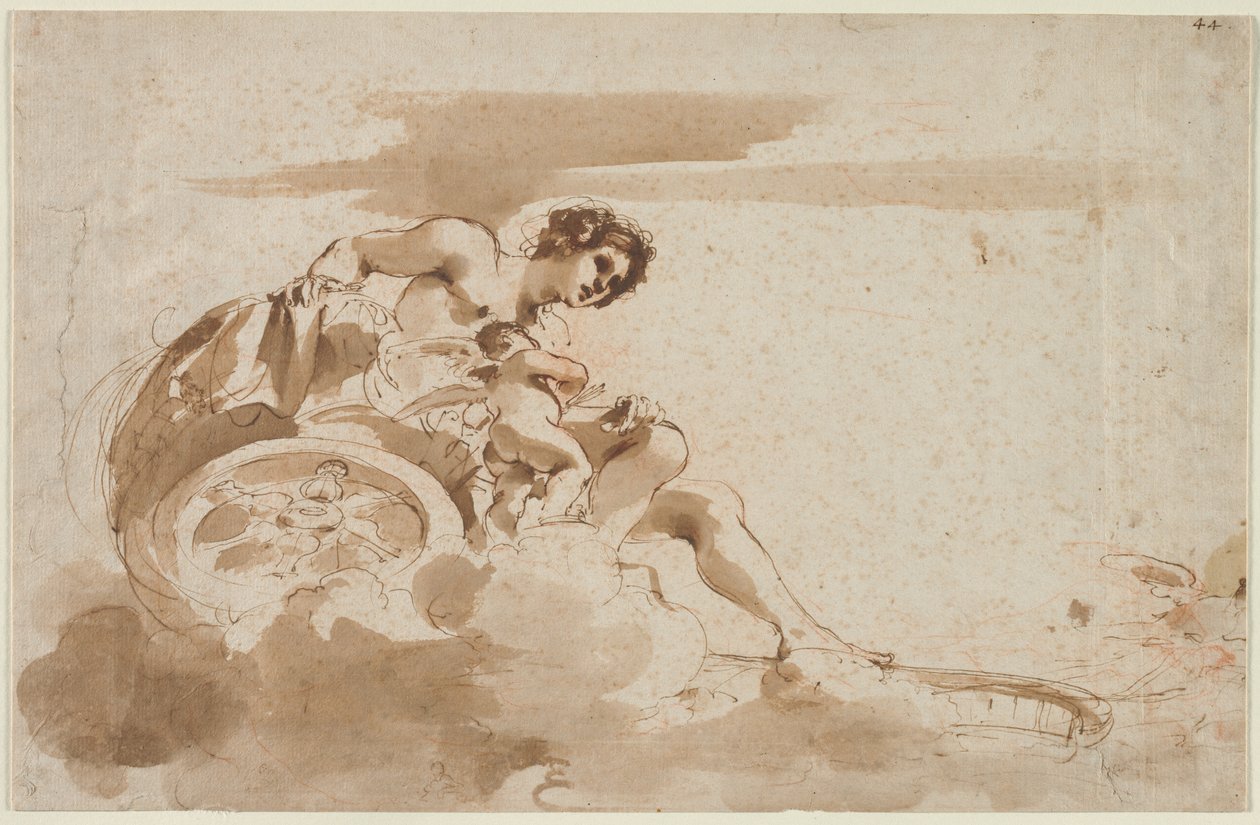 Venus and Cupid in a Chariot by Guercino