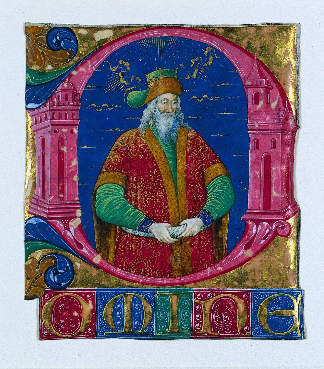 Initial D[omine] from a Choral Book: King Solomon, c. 1470-1480 by Guglielmo Giraldi del Magri [or del