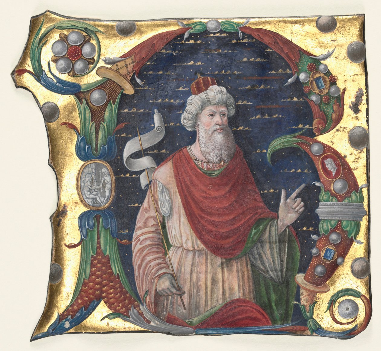 Initial R from a Choral Book with King David, c. 1470-1480 by Guglielmo Giraldi del Magri [or del