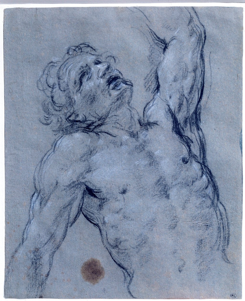 Half-figure of Naked Man, Flips Back, Pretending to Suffer by Guido Reni