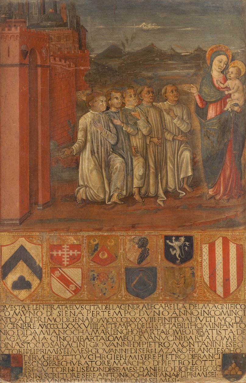 The Chamberlain and His Assistants Before the Virgin by Guidoccio di Giovanno Cozzarelli