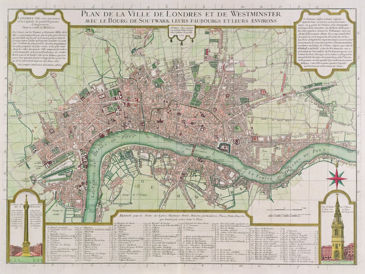 Plan of the Towns of London and Westminster, 1727 by Guillaume Danet