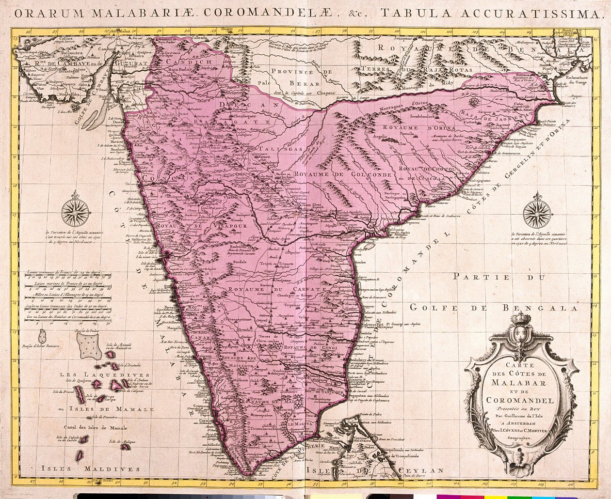 Map of Coromandel and Malabar (India) by Guillaume Delisle