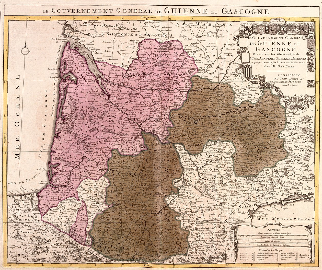 Map of the Government of Guyenne and Gascogne (France) by Guillaume Delisle